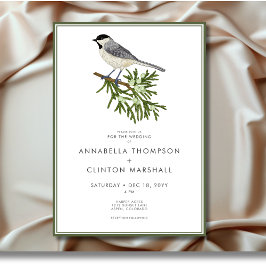 Convite Casamento Rustic Winter Bird & Pine Spray