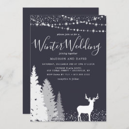 Convite Casamento Rustic Winter Deer Woodland