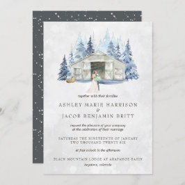 Convite Casamento Rustic Winter Evergreen Barn