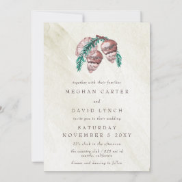 Convite Casamento Rustic Winter Forest Pine Cone Em