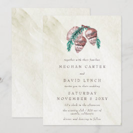 Convite Casamento Rustic Winter Forest Pine Cone Em