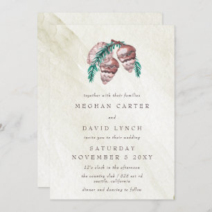 Convite Casamento Rustic Winter Forest Pine Cone Em