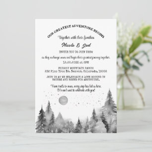 Convite Casamento Rustic Winter Pine Tree Snow Outdoorsy
