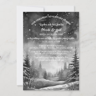 Convite Casamento Rustic Winter Pine Tree Snow Outdoorsy