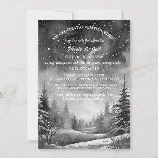 Convite Casamento Rustic Winter Pine Tree Snow Outdoorsy
