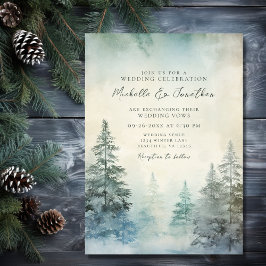 Convite Casamento Rustic Winter Pine Woodland