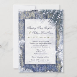 Convite Casamento Rustic Winter Snow Barnwood