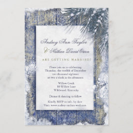 Convite Casamento Rustic Winter Snow Barnwood
