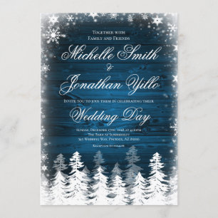 Convite Casamento Rustic Winter Snowflake