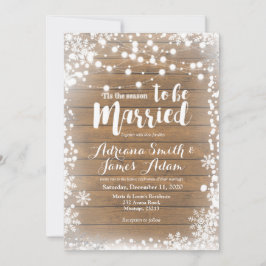 Convite Casamento Rustic Winter Snowflakes Holiday