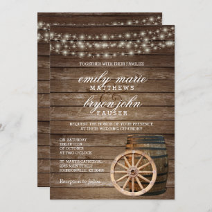 Convite Casamento Rustic Wood Barrel