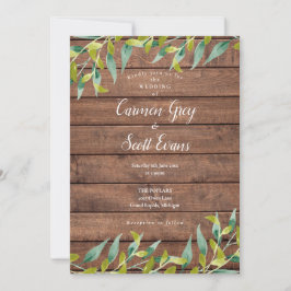 Convite Casamento Rustic Wood Eucalyptus Greenery