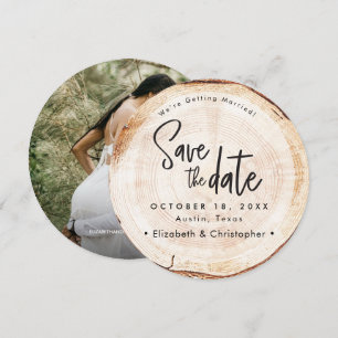 Convite Casamento Rustic Wood Slice Salvar a Data