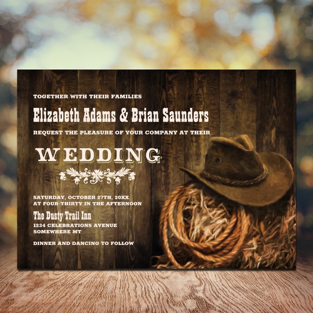 Convite Casamento Rustic Wood Western (Criador carregado)