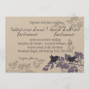 Convite Casamento Rustic Woodland Birds