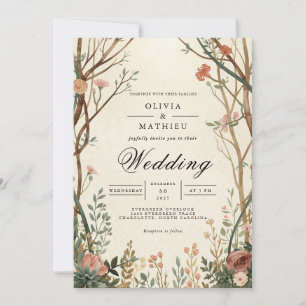 Convite Casamento Rustic Woodland Bloom Archway