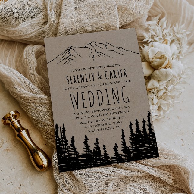 Convite Casamento Rustic Woodsy Mountain (Criador carregado)