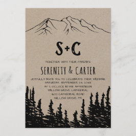 Convite Casamento Rustic Woodsy Mountain Monograma