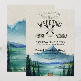 Convite Casamento Rústico à Beira do Lago na Montanha