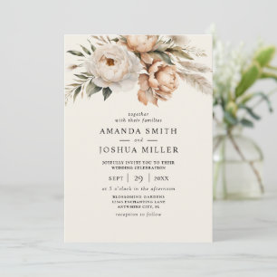 Convite Casamento Rústico Boho com Flores Secas e Grama de