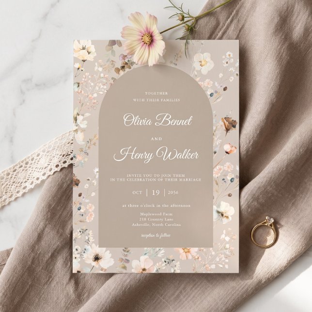 Convite Casamento Rústico Boho Floral de Outono (Criador carregado)