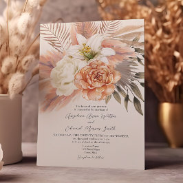 Convite Casamento Rústico Boho Floral de Outono