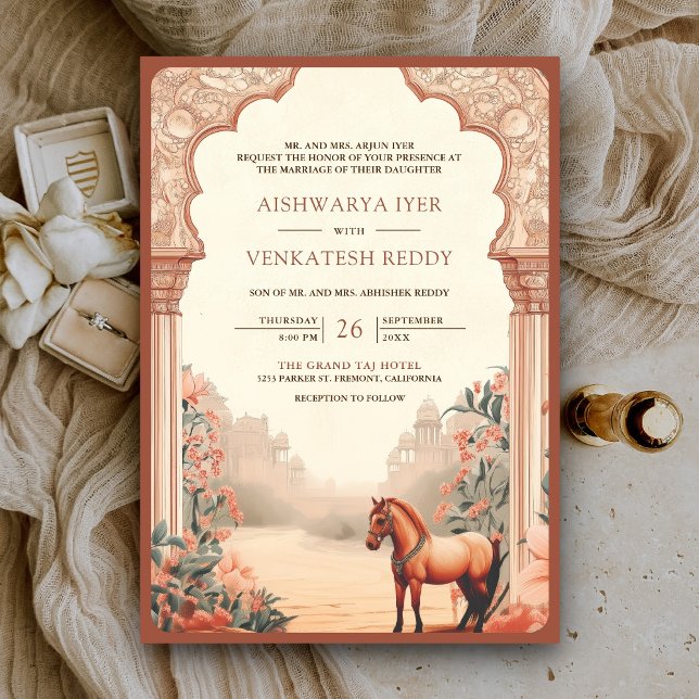 Convite Casamento Rústico Boho Floral Indiano Cavalo (Criador carregado)