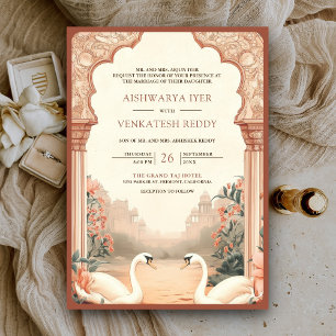 Convite Casamento Rústico Boho Floral Índiano Cisne