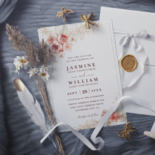 Convite Casamento Rústico Chic Elegante Floral Boho Pampas