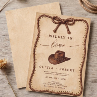 Convite Casamento Rústico com Chapéu de Cowboy Apaixonadam