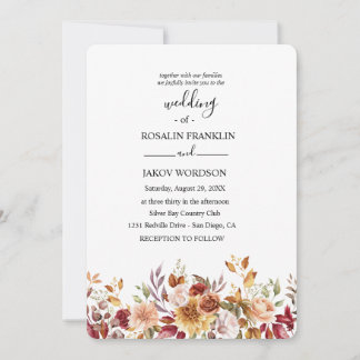 Convite casamento rústico com floral em aquarela