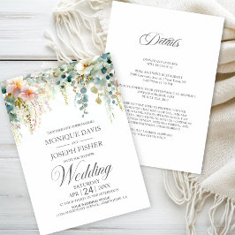Convite Casamento Rústico com Folhagem de Eucalipto Tudo e