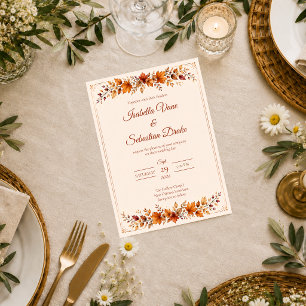 Convite Casamento Rústico com Folhas de Outono