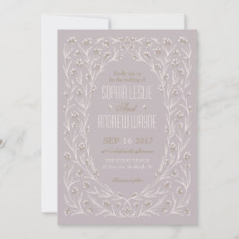 Convite Casamento rústico com lilás floral elegante