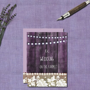 Convite casamento rústico com madeira, renda, luzes de cor