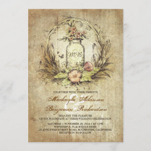 Convite casamento rústico com pedal floral