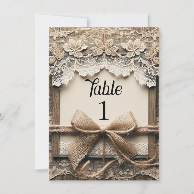 Convite Casamento Rústico com Renda Floral Romântica Vinta (Verso)