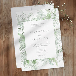 Convite Casamento Rústico com Samambaia em Aquarela