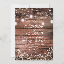 Convite Casamento rústico da respiração do bebê das luzes