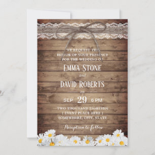 Convite Casamento Rústico das Flores de Margarida