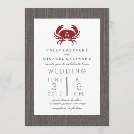Convite Casamento Rústico de Caranguejo Monograma