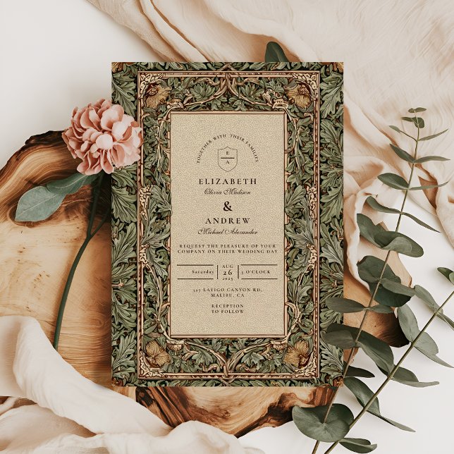 Convite Casamento Rústico de Carvalho Vintage (Criador carregado)