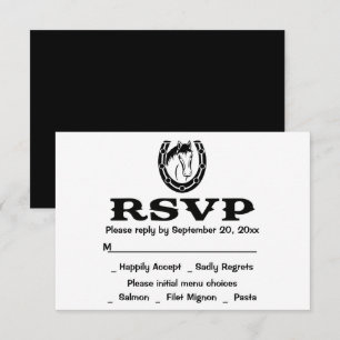 Convite Casamento Rústico de Cavalos Western RSVP Preto