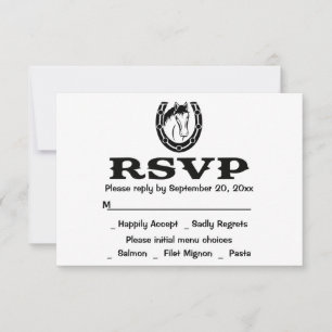 Convite Casamento Rústico de Cavalos Western RSVP Preto