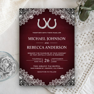 Convite Casamento Rústico de Ferradura de Madeira de Burg