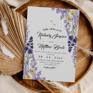 Convite Casamento Rústico de Flores Silvestres Elegantes