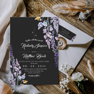 Convite Casamento Rústico de Flores Silvestres Moderno e E