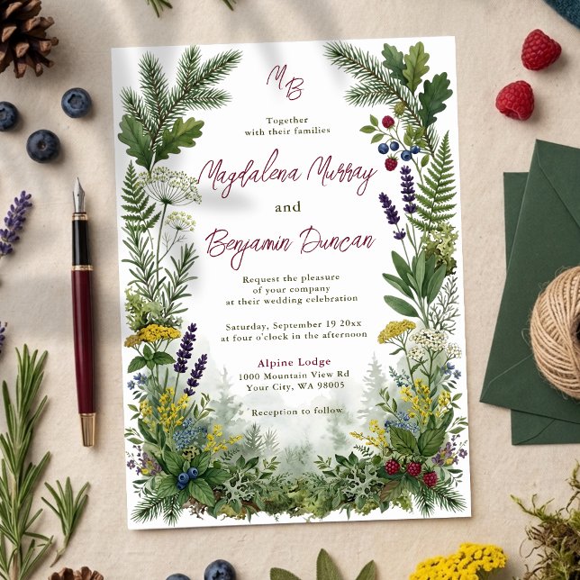 Convite Casamento Rústico de Floresta de Madeira na Montan (Criador carregado)
