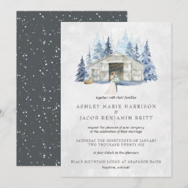Convite Casamento Rústico de Inverno com Evergreen Barn