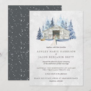 Convite Casamento Rústico de Inverno com Evergreen Barn